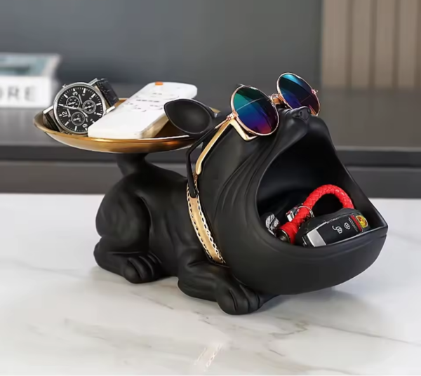 Black Bulldog Tray Statue Cool Bulldog Storage